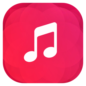 Melodista app logo featuring a white music note on a pink background